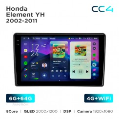 Штатная магнитола Teyes CC4 2k 6+64 Gb Honda Element YH 2002-2011 10"