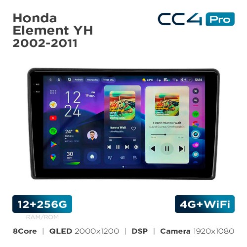 Штатная магнитола Teyes CC4 Pro 2k 12+256 Gb Honda Element YH 2002-2011 9"
