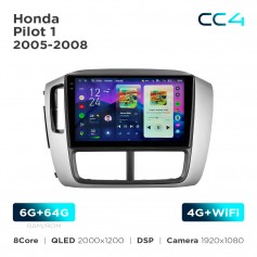 Штатная магнитола Teyes CC4 2k 6+64 Gb Honda Pilot 1 2005-2008 9"