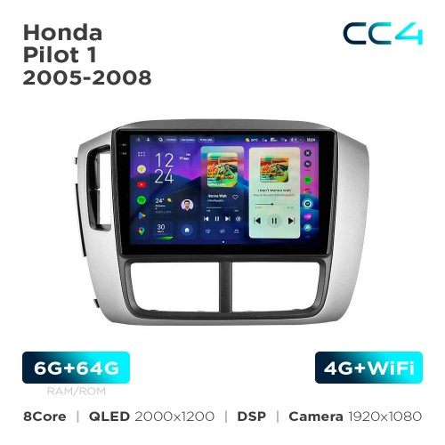 Штатная магнитола Teyes CC4 2k 6+64 Gb Honda Pilot 1 2005-2008 9"