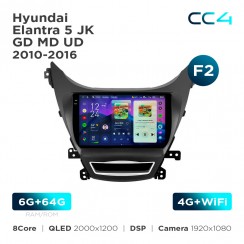 Штатна магнітола Teyes CC4 2k 6+64 Gb Hyundai Elantra 5 JK GD MD UD 2010-2016 (F2) 9"