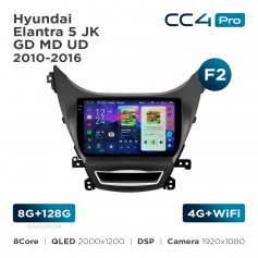 Штатная магнитола Teyes CC4 Pro 2k 8+128 Gb Hyundai Elantra 5 JK GD MD UD 2010-2016 (F2) 9"