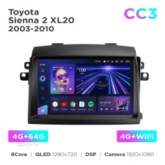 Штатная магнитола Teyes CC3 4+64 Gb Toyota Sienna 2 XL20 2003-2010 9"