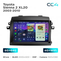 Штатна магнітола Teyes CC4 2k 6+64 Gb Toyota Sienna 2 XL20 2003-2010 9"