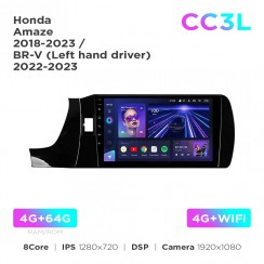 Штатная магнитола Teyes CC3L 4+64 Gb Honda Amaze 2018-2023 / BR-V (Left hand driver) 2022-2023 9"