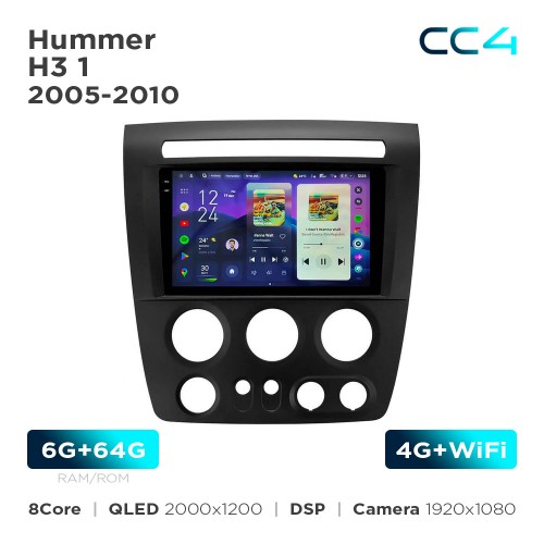 Штатная магнитола Teyes CC4 2k 6+64 Gb Hummer H3 1 2005-2010 9"