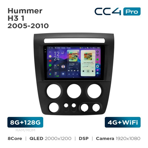 Штатная магнитола Teyes CC4 Pro 2k 8+128 Gb Hummer H3 1 2005-2010 9"