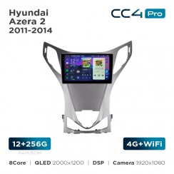 Штатна магнітола Teyes CC4 Pro 2k 12+256 Gb Hyundai Azera 2 2011-2014 9"