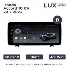 Штатная магнитола Teyes LUX ONE 6+128 Gb 360° Honda Accord 10 CV 2017-2023 (B) 12.3"