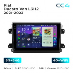 Штатная магнитола Teyes CC4 2k 6+64 Gb Fiat Ducato Van L3H2 2021-2023 9"