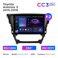 Штатна магнітола Teyes CC3 2k 6+128 Gb 360° Toyota Avensis 3 2015-2018 (F2) 10"