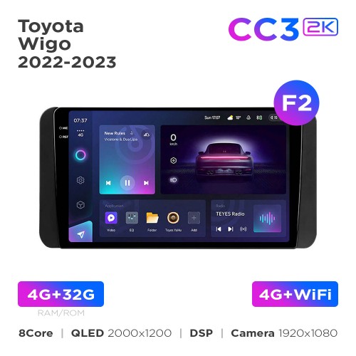 Штатна магнітола Teyes CC3 2k 4+32 Gb Toyota Wigo 2022-2023 (F2) 9"