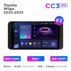 Штатна магнітола Teyes CC3 2k 6+128 Gb 360° Toyota Wigo 2022-2023 (F2) 9"