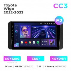 Штатная магнитола Teyes CC3 6+128 Gb 360° Toyota Wigo 2022-2023 (F2) 9"