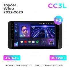 Штатная магнитола Teyes CC3L 4+64 Gb Toyota Wigo 2022-2023 (F2) 9"
