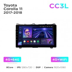 Штатна магнітола Teyes CC3L 4+64 Gb Toyota Corolla 11 2017-2018 9"