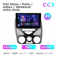 Штатна магнітола Teyes CC3 6+128 Gb 360° Fiat Siena / Palio / Albea / Weekend 2004-2006 (F1) 9"