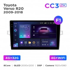 Штатная магнитола Teyes CC3 2k 4+32 Gb Toyota Verso R20 2009-2018 (F1) 9"