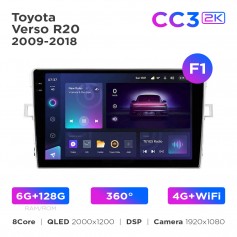 Штатная магнитола Teyes CC3 2k 6+128 Gb 360° Toyota Verso R20 2009-2018 (F1) 9"