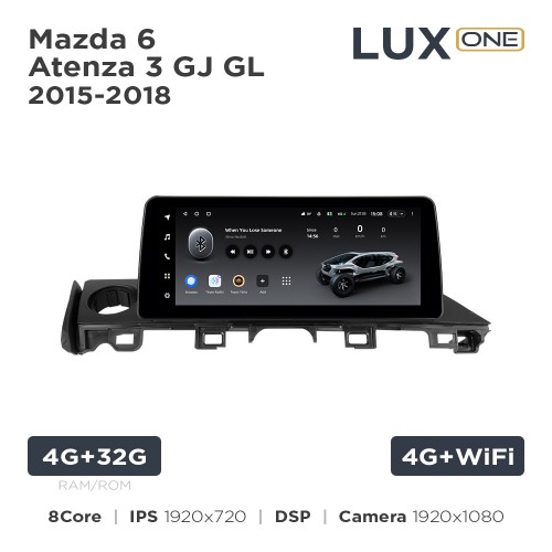 Штатна магнітола Teyes LUX ONE 4+32 Gb Mazda 6 / Atenza 3 GJ GL 2015-2018 12.3"