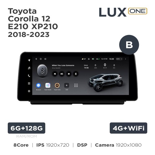 Штатна магнітола Teyes LUX ONE 6+128 Gb Toyota Corolla 12 E210 XP210 2018-2023 (B) 12.3"