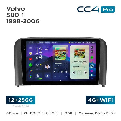 Штатная магнитола Teyes CC4 Pro 2k 12+256 Gb Volvo S80 1 1998-2006 9"