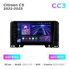 Штатна магнітола Teyes CC3 4+64 Gb Citroen C3 2022-2023 10"