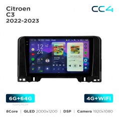 Штатная магнитола Teyes CC4 2k 6+64 Gb Citroen C3 2022-2023 10"