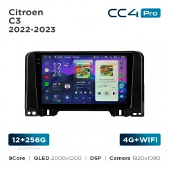 Штатна магнітола Teyes CC4 Pro 2k 12+256 Gb Citroen C3 2022-2023 10"