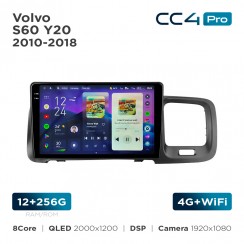 Штатная магнитола Teyes CC4 Pro 2k 12+256 Gb Volvo S60 Y20 2010-2018 9"