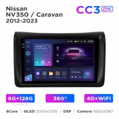 Штатна магнітола Teyes CC3 2k 6+128 Gb 360° Nissan NV350 / Caravan 2012-2023 9"