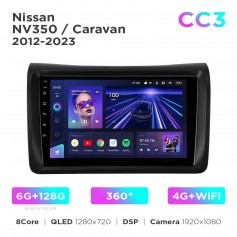 Штатна магнітола Teyes CC3 6+128 Gb 360° Nissan NV350 / Caravan 2012-2023 9"