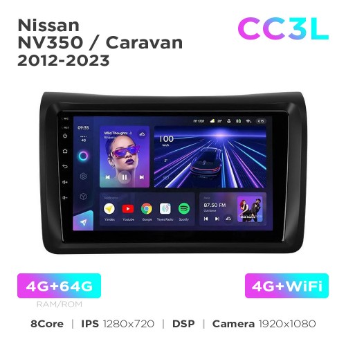 Штатная магнитола Teyes CC3L 4+64 Gb Nissan NV350 / Caravan 2012-2023 9"