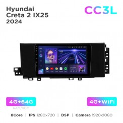 Штатная магнитола Teyes CC3L 4+64 Gb Hyundai Creta 2 IX25 2024 9"