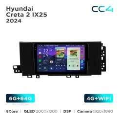 Штатна магнітола Teyes CC4 2k 6+64 Gb Hyundai Creta 2 IX25 2024 9"