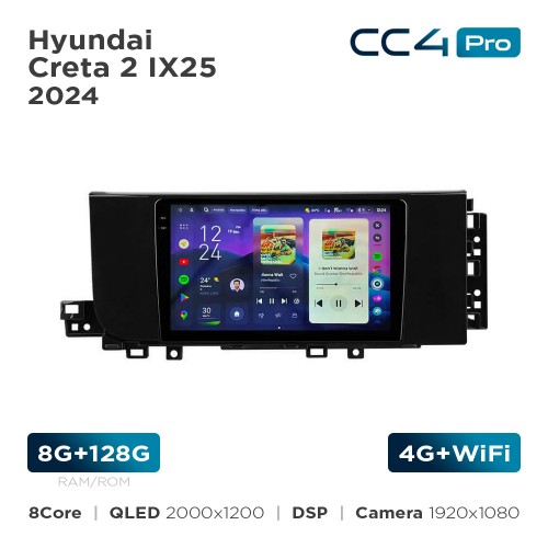 Штатная магнитола Teyes CC4 Pro 2k 8+128 Gb Hyundai Creta 2 IX25 2024 9"