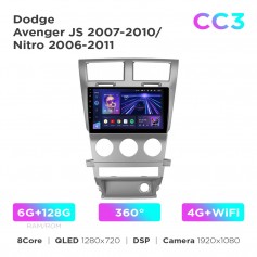 Штатна магнітола Teyes CC3 6+128 Gb 360° Dodge Avenger JS 2007-2010 / Nitro 2006-2011 9"