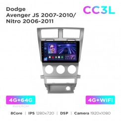 Штатная магнитола Teyes CC3L 4+64 Gb Dodge Avenger JS 2007-2010 / Nitro 2006-2011 9"