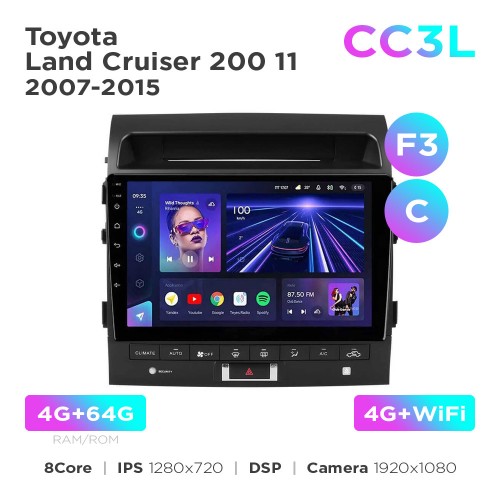Штатная магнитола Teyes CC3L 4+64 Gb Toyota Land Cruiser 200 11 2007-2015 (F3) (C) 10"