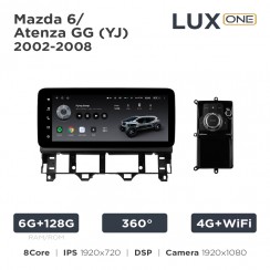 Штатная магнитола Teyes LUX ONE 6+128 Gb 360° Mazda 6 / Atenza GG (YJ) 2002-2008 12.3"