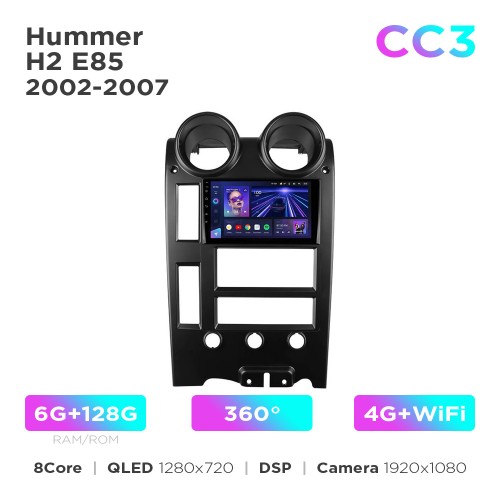 Штатна магнітола Teyes CC3 6+128 Gb 360° Hummer H2 E85 2002-2007 9"