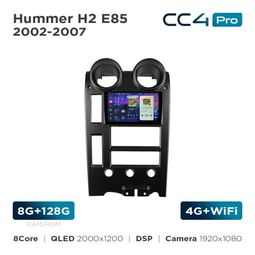 Штатная магнитола Teyes CC4 Pro 2k 8+128 Gb Hummer H2 E85 2002-2007 9"