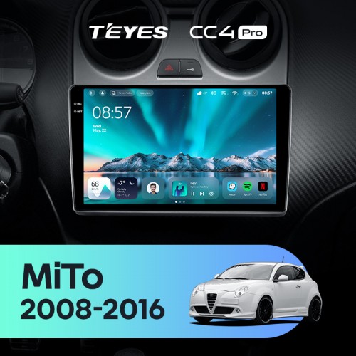 Штатная магнитола Teyes CC4 Pro 2k 12+256 Gb Alfa Romeo MiTo 955 2008-2016 9"