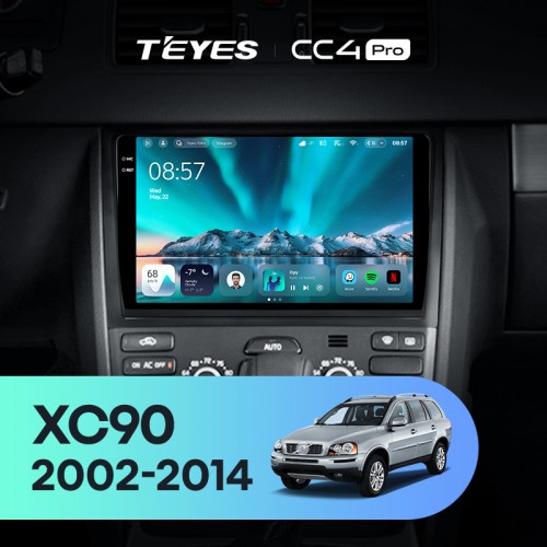 Штатная магнитола Teyes CC4 Pro 2k 8+128 Gb Volvo XC90 C 2002-2014 (F2) 10"