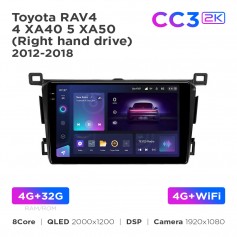 Штатная магнитола Teyes CC3 2k 4+32 Gb Toyota RAV4 4 XA40 5 XA50 (Right hand drive) 2012-2018 9"