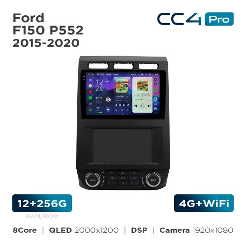 Штатная магнитола Teyes CC4 Pro 2k 12+256 Gb Ford F150 P552 2015-2020 9"