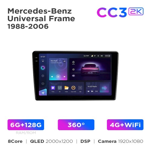 Штатная магнитола Teyes CC3 2k 6+128 Gb 360° Mercedes-Benz Universal Frame 1998-2006 9"