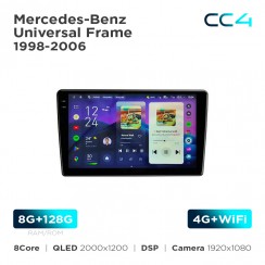 Штатна магнітола Teyes CC4 2k 8+128 Gb Mercedes-Benz Universal Frame 1998-2006 9"