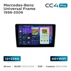 Штатная магнитола Teyes CC4 Pro 2k 12+256 Gb Mercedes-Benz Universal Frame 1998-2006 9"
