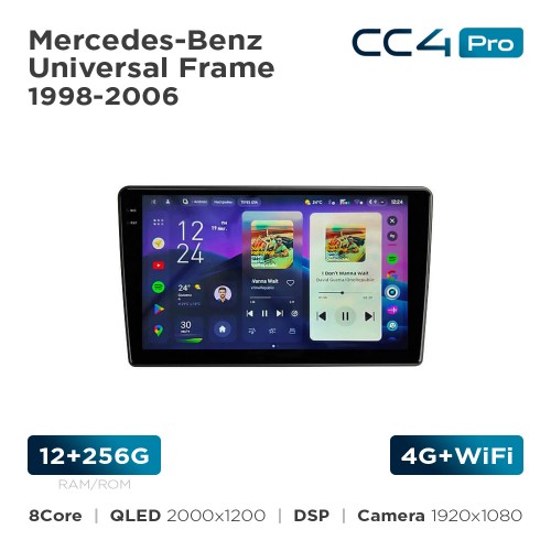 Штатна магнітола Teyes CC4 Pro 2k 12+256 Gb Mercedes-Benz Universal Frame 1998-2006 9"